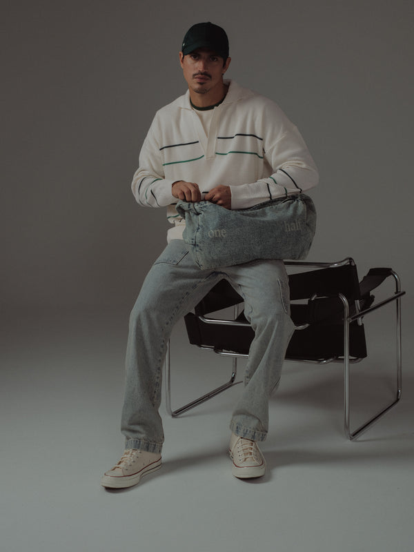 MEN BASIC CONTRAST T-SHIRT - SOFT WHITE & GREEN