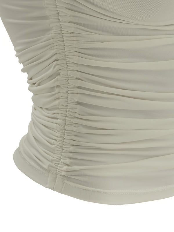 SPORTY RUCHED TEE - SOFT WHITE