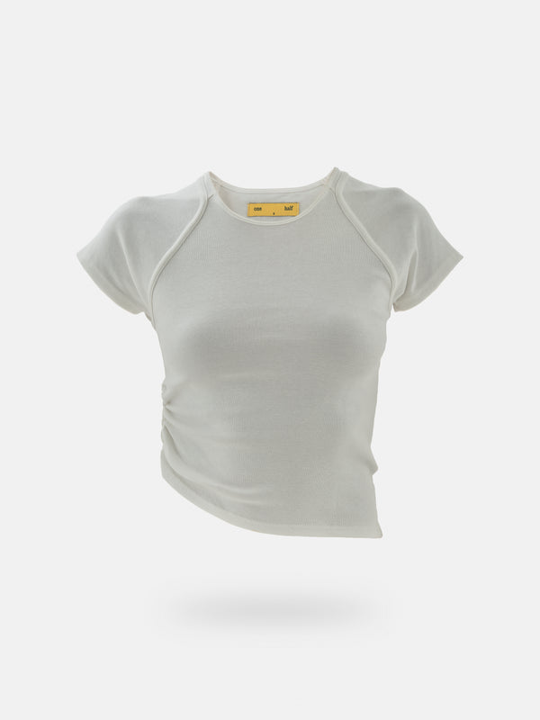 RE-WORKED DRAPED T-SHIRT - CREAMY