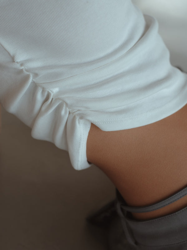 RE-WORKED DRAPED T-SHIRT - CREAMY