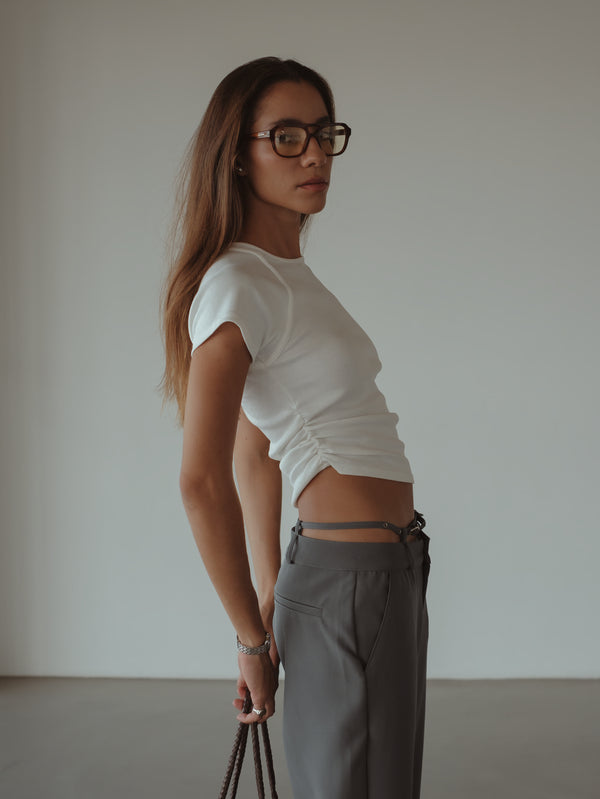 RE-WORKED DRAPED T-SHIRT - CREAMY