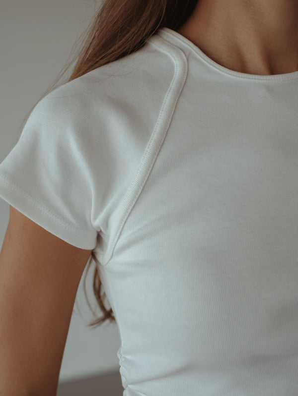 RE-WORKED DRAPED T-SHIRT - CREAMY