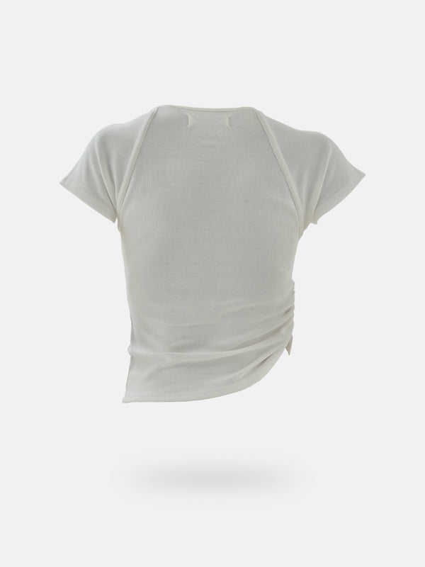 RE-WORKED DRAPED T-SHIRT - CREAMY