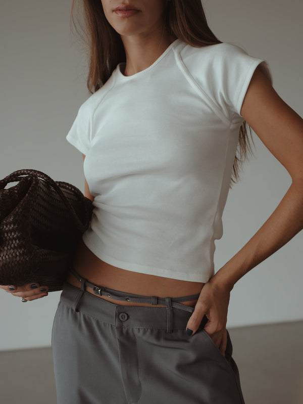 RE-WORKED DRAPED T-SHIRT - CREAMY