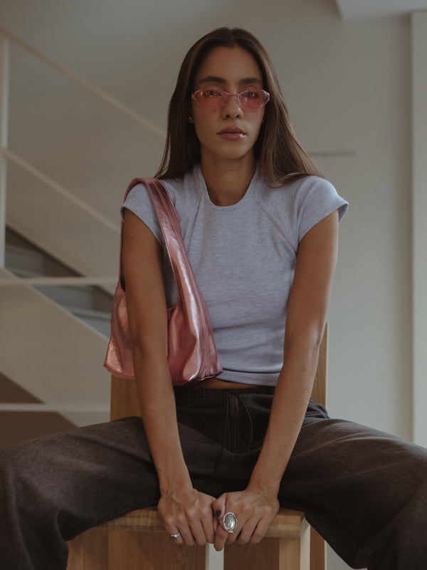 RE-WORKED DRAPED T-SHIRT - GRAY JASPE