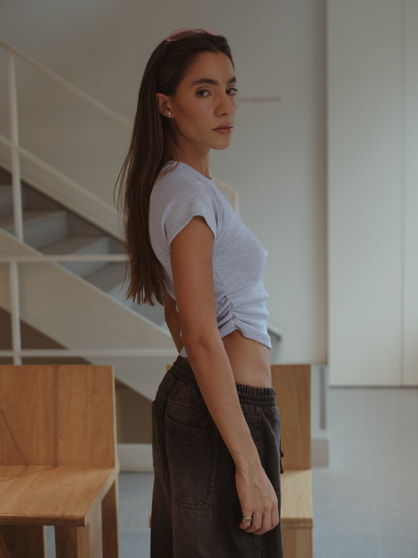 RE-WORKED DRAPED T-SHIRT - GRAY JASPE