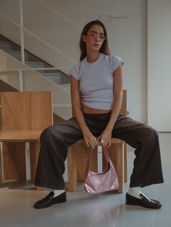 RE-WORKED DRAPED T-SHIRT - GRAY JASPE