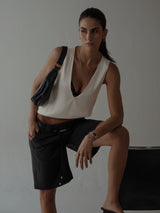 SATIN BASIC TANK TOP - SOFT WHITE