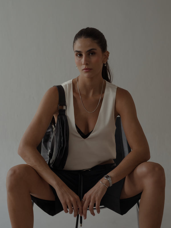 SATIN BASIC TANK TOP - SOFT WHITE