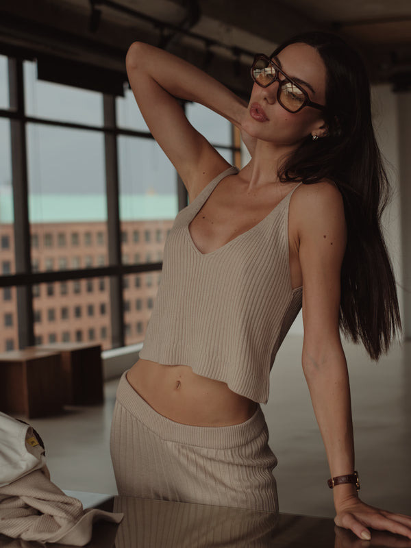 BASIC KNIT TANK TOP - NATURAL