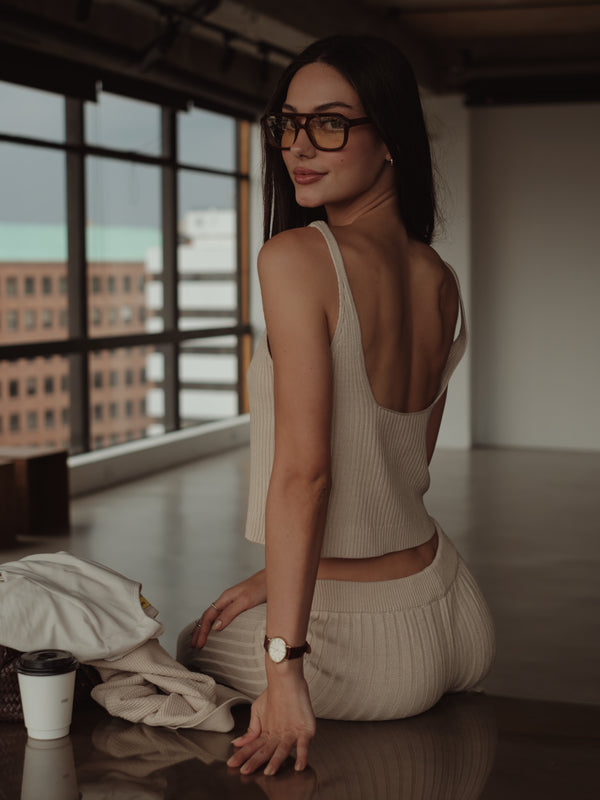 BASIC KNIT TANK TOP - NATURAL