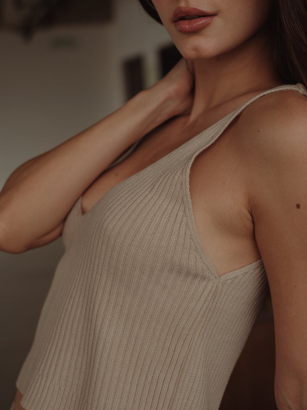 BASIC KNIT TANK TOP - NATURAL