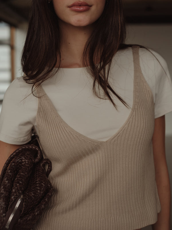 BASIC KNIT TANK TOP - NATURAL