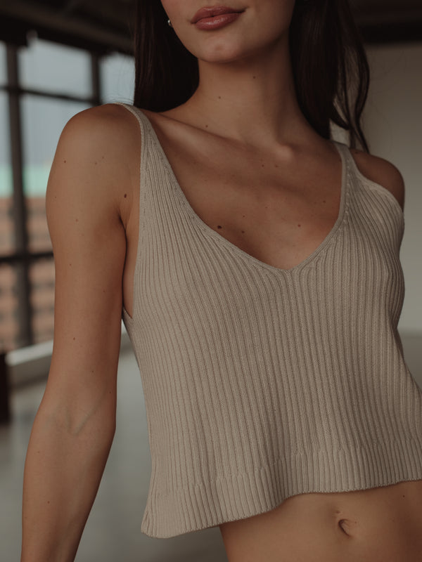 BASIC KNIT TANK TOP - NATURAL