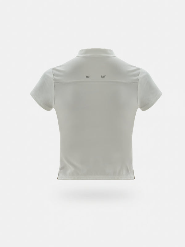 SHORT SLEEVE ZIP T-SHIRT - SOFT WHITE