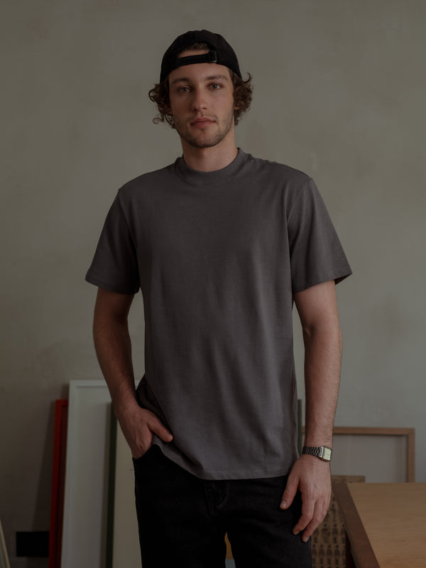 HIGH NECK T-SHIRT - SHAPE GRAY