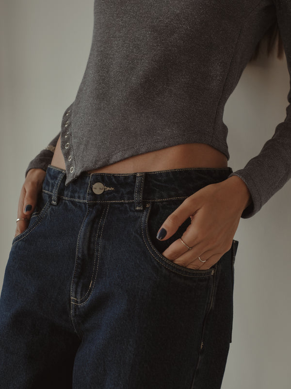 BROOCH SHINY LONG SLEEVE - GRAY