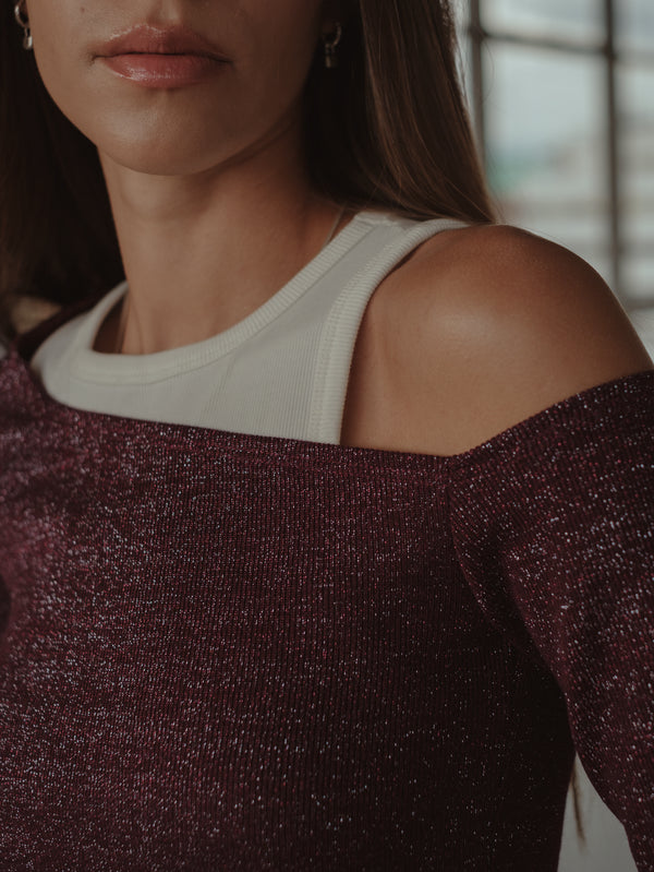 BROOCH SHINY LONG SLEEVE - CRANBERRY