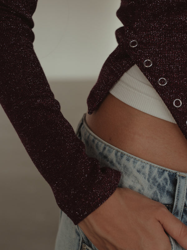 BROOCH SHINY LONG SLEEVE - CRANBERRY