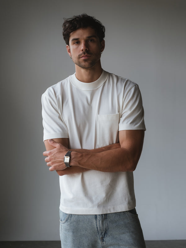 MEN COTTON POCKET T-SHIRT - SOFT WHITE