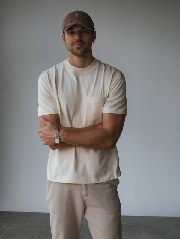 MEN COTTON POCKET T-SHIRT - VAINILLA