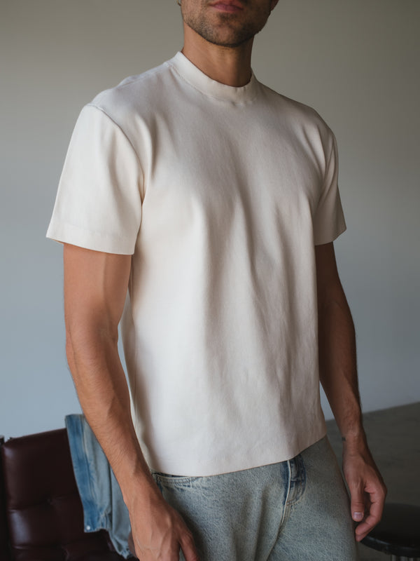 MEN REGULAR RIB T-SHIRT - CREAMY