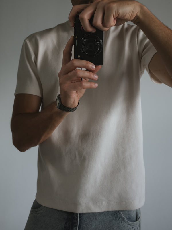 MEN REGULAR RIB T-SHIRT - CREAMY