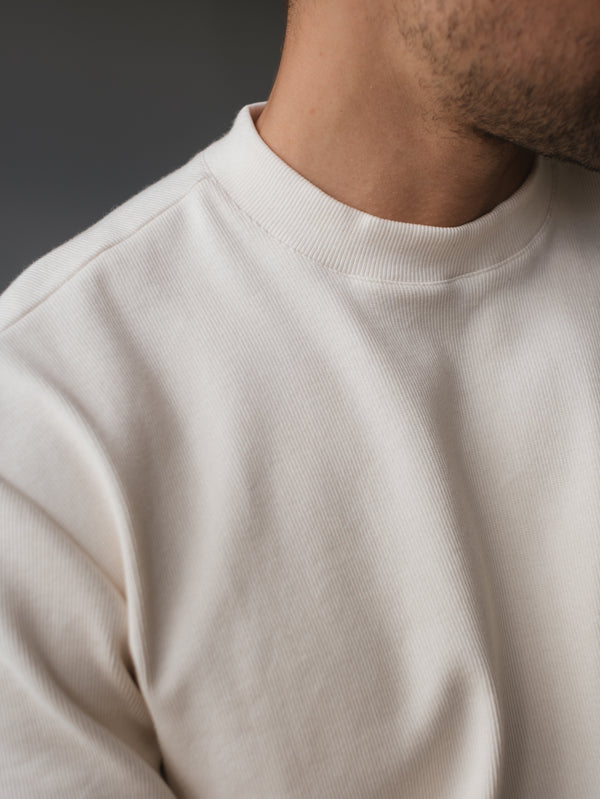 MEN REGULAR RIB T-SHIRT - CREAMY
