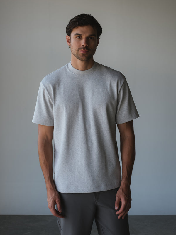 MEN REGULAR RIB T-SHIRT - CREAMY-GRAY
