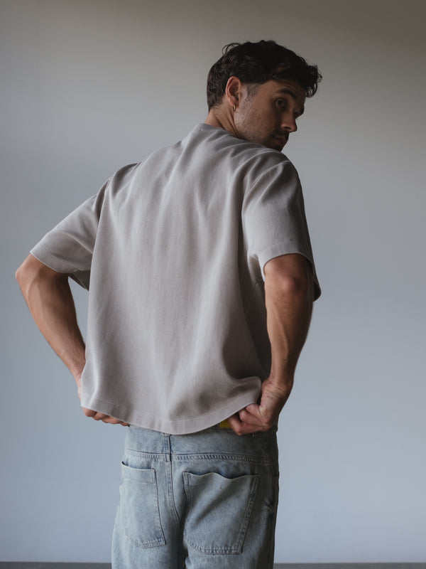 WASHED BOXY T-SHIRT - ASH