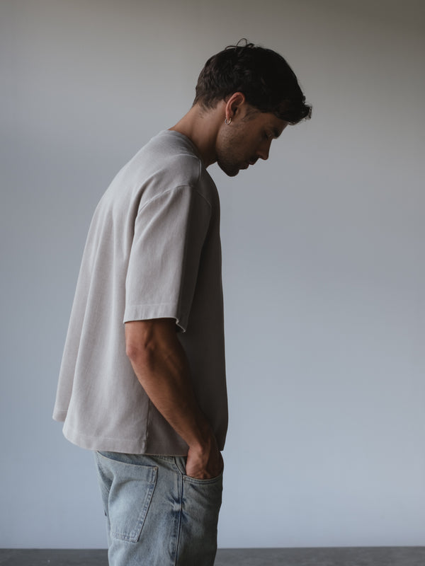 WASHED BOXY T-SHIRT - ASH