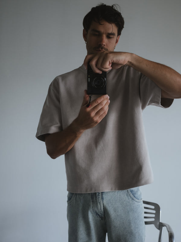 WASHED BOXY T-SHIRT - ASH
