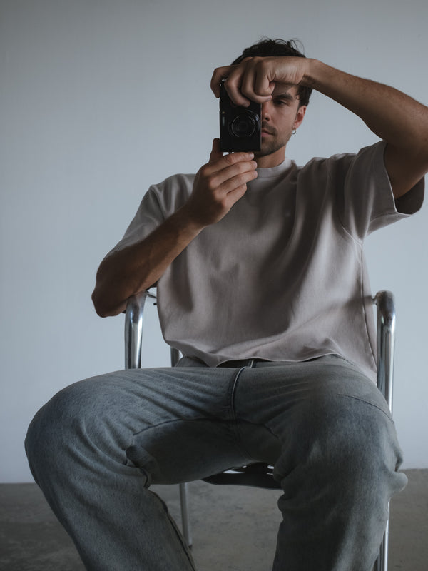 WASHED BOXY T-SHIRT - ASH