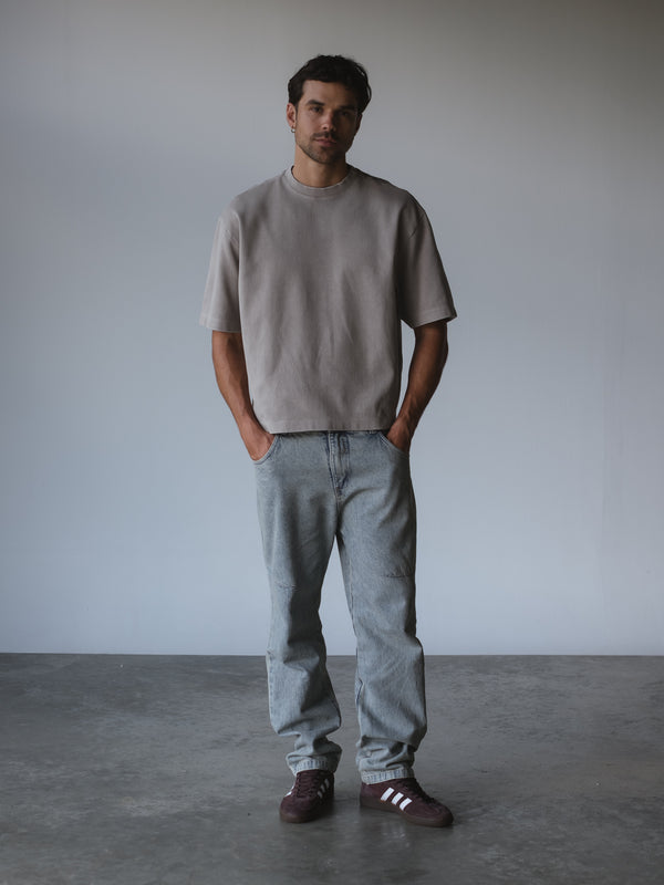 WASHED BOXY T-SHIRT - ASH