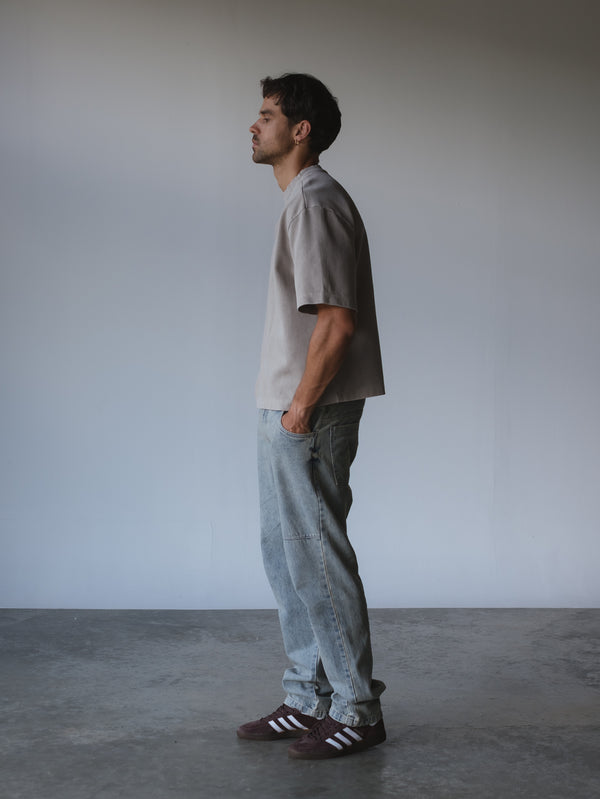 WASHED BOXY T-SHIRT - ASH