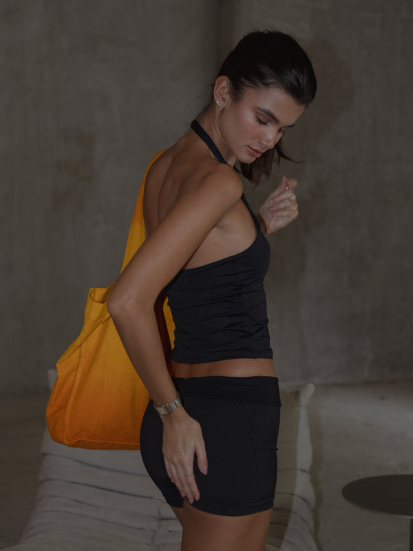 HALTER BACK TANK - BLACK