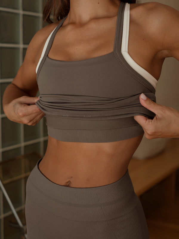 BOX SEAMLESS TANK TOP - TAUPE
