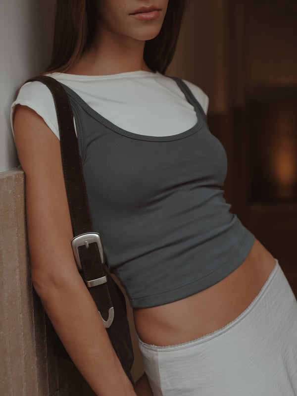 LAYER TANK TEE - CREAMY & GRAY