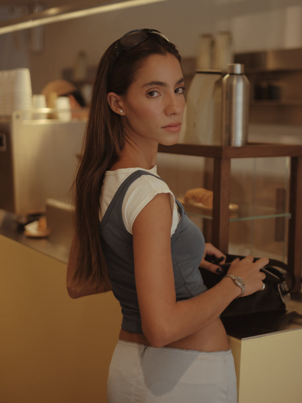 LAYER TANK TEE - CREAMY & GRAY