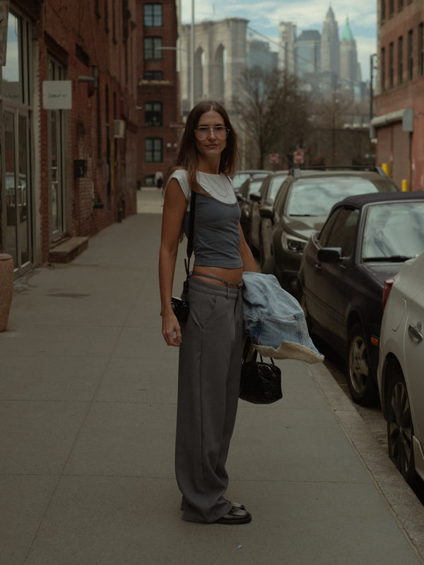 LAYER TANK TEE - CREAMY & GRAY