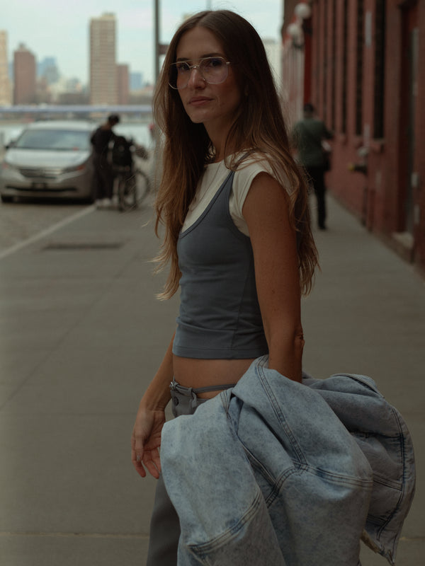 LAYER TANK TEE - CREAMY & GRAY