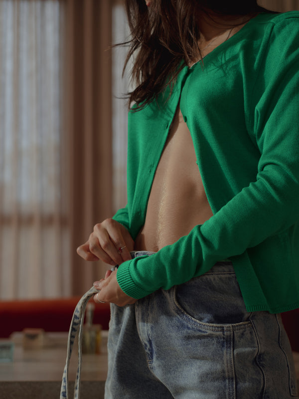 ASYMMETRIC BUTTON CARDIGAN - BRIGHT GREEN