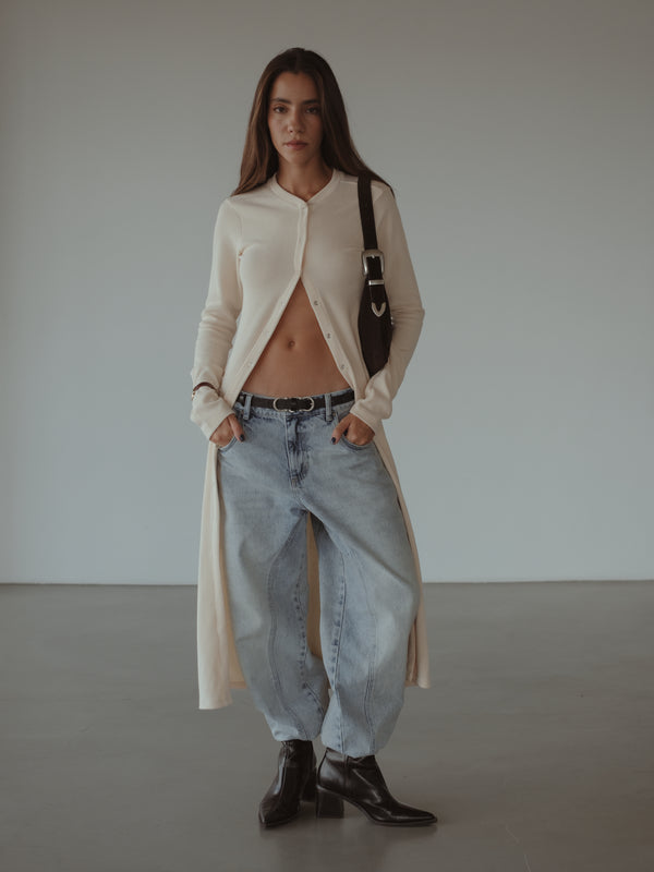 LONG LINE CARDIGAN - VANILLA
