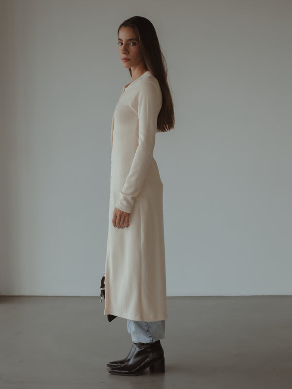 LONG LINE CARDIGAN - VANILLA