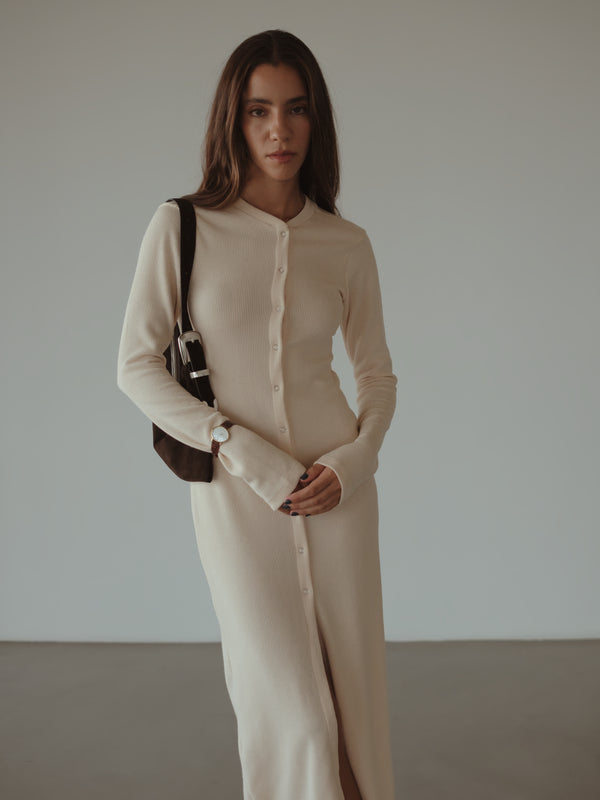 LONG LINE CARDIGAN - VANILLA