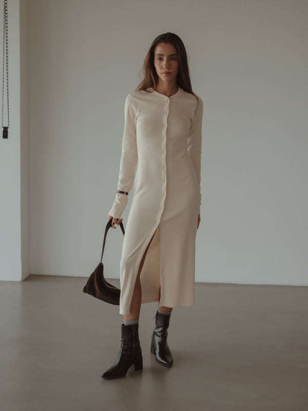 LONG LINE CARDIGAN - VANILLA