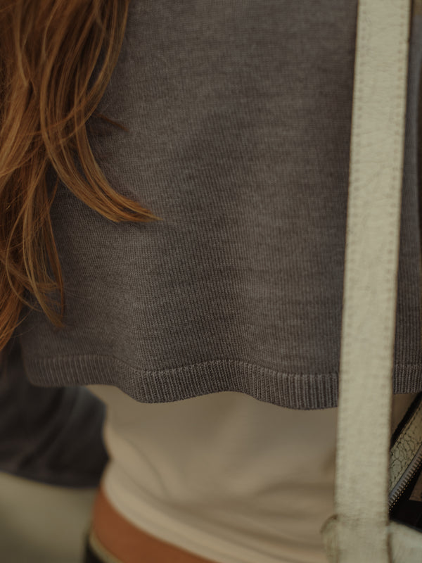 KNIT MINI CARDIGAN - GRAY JASPE