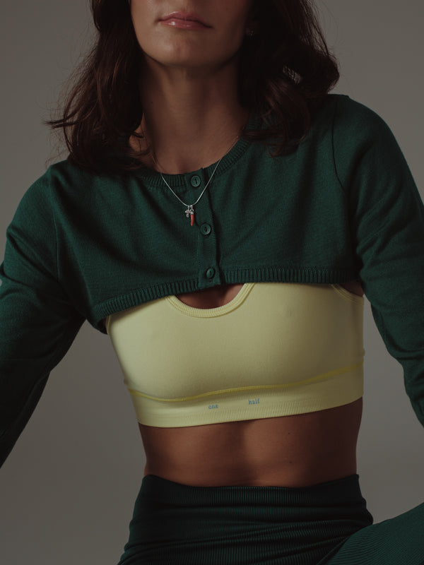 KNIT MINI CARDIGAN - PINE GREEN