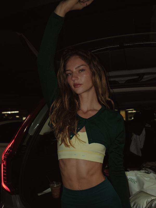 KNIT MINI CARDIGAN - PINE GREEN