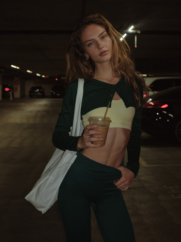 KNIT MINI CARDIGAN - PINE GREEN